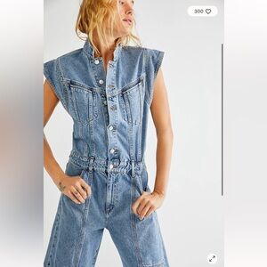 Blank NYC Blue Denim Sleeveless Jumpsuit